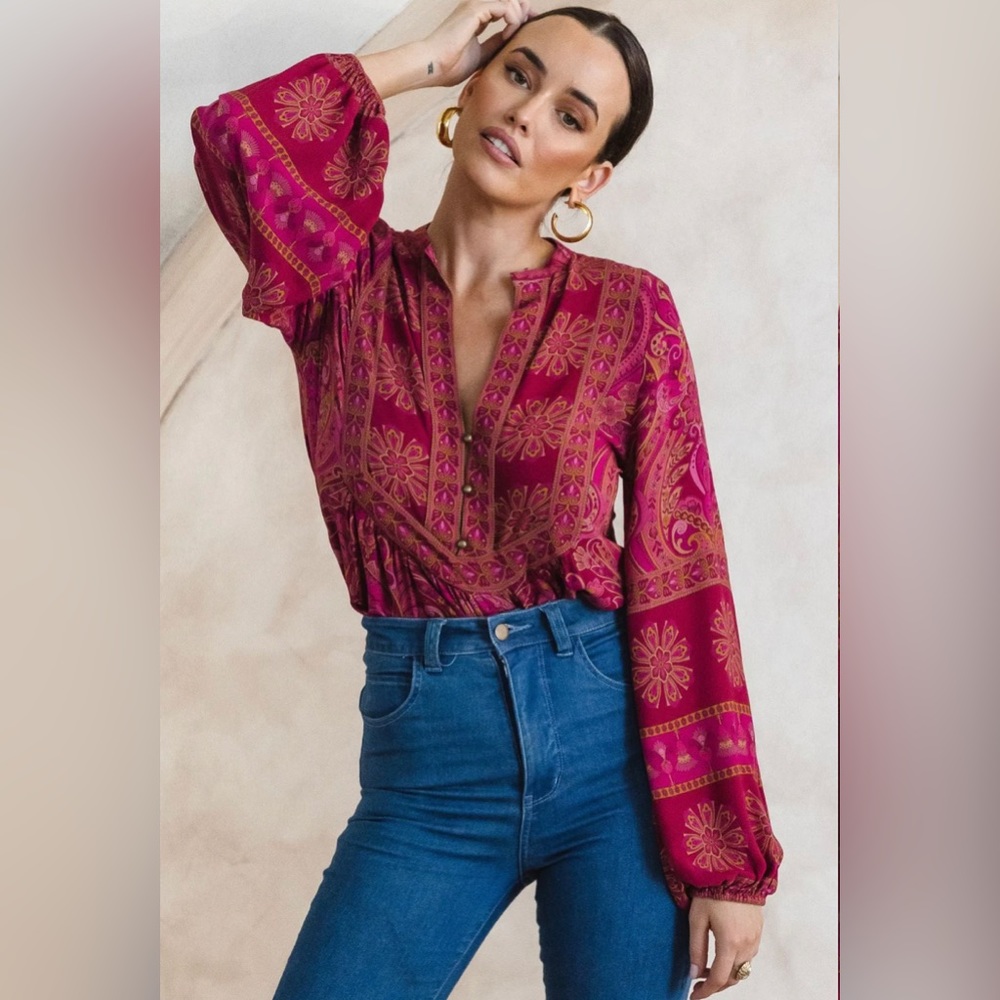 NWT Nine Lives Bazaar Sylvie Blouse in Ruby Sizes 8 and 10